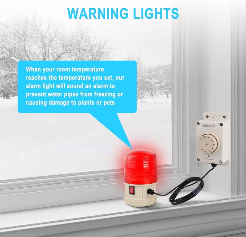 briidea Low Temperature Warning Light, Magnetic Base Design, Adjustable -10°F to 70°F Setting, Flashing Alert Activates Automatically Below Threshold for Unattended Protection - Image 3